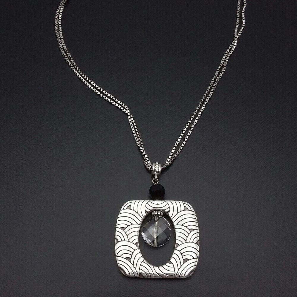 Retired Brighton Jazz Pendant Necklace with Faceted Clear Crystal Accent